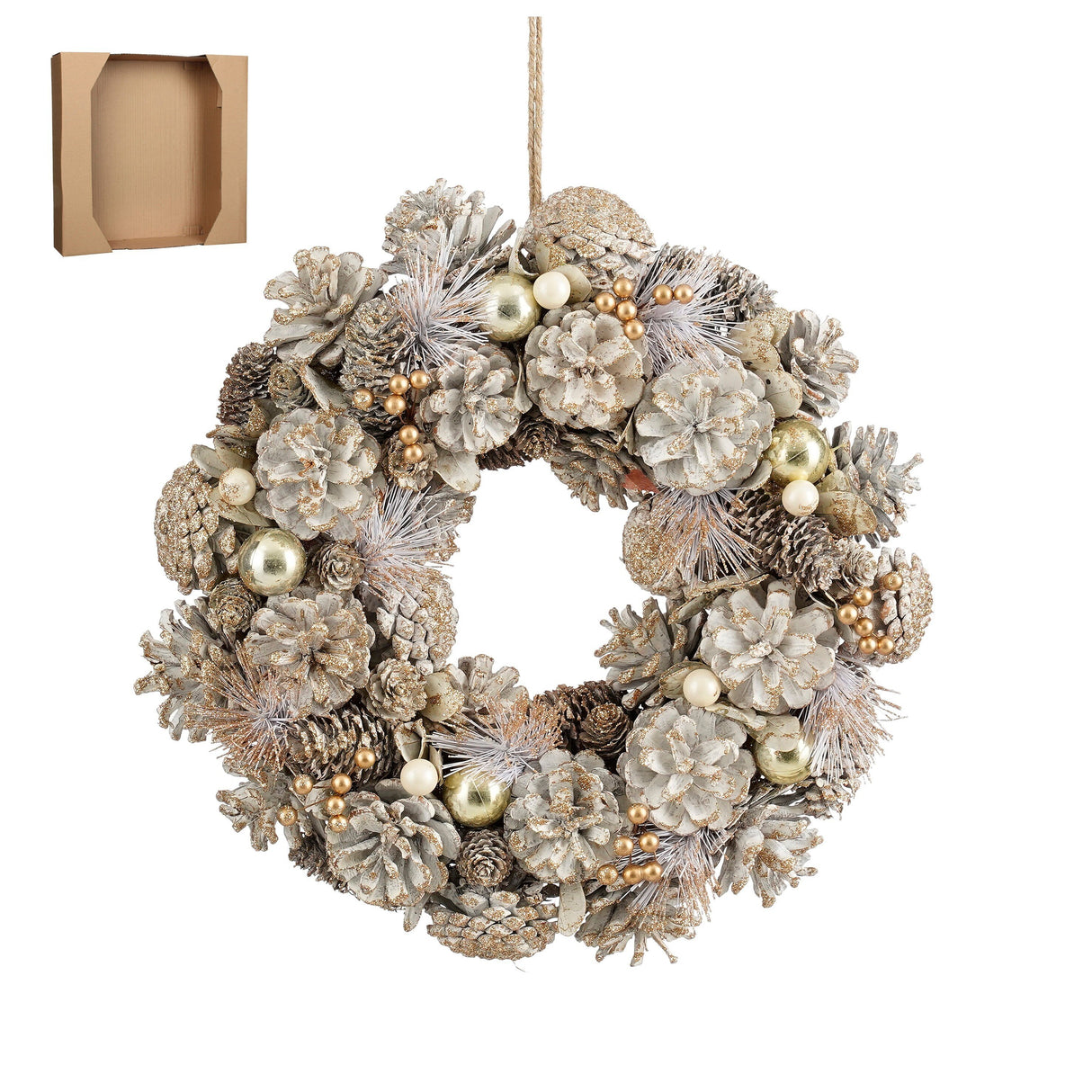 Mica Decorations Hanley krans wit - h9xd34cm