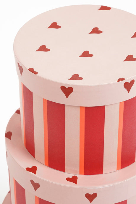Mica Decorations Opbergdoos rood set van 3 FSC Mix - h14xd21cm