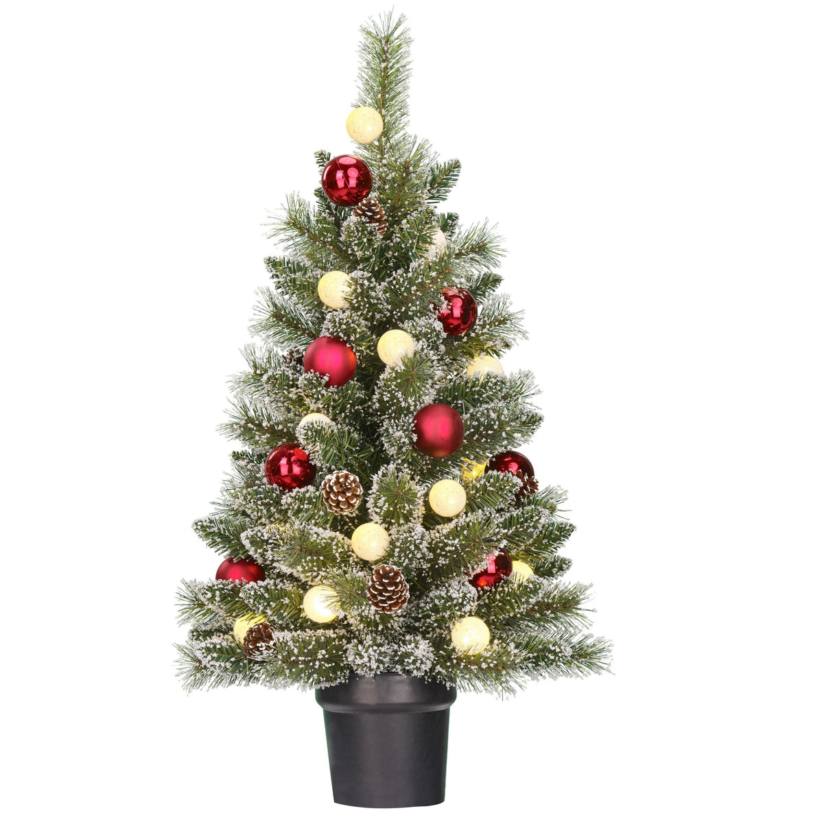 Black Box Trees Kaprun Kunstkerstboom in Pot met LED Verlichting - H90 x Ø51 cm