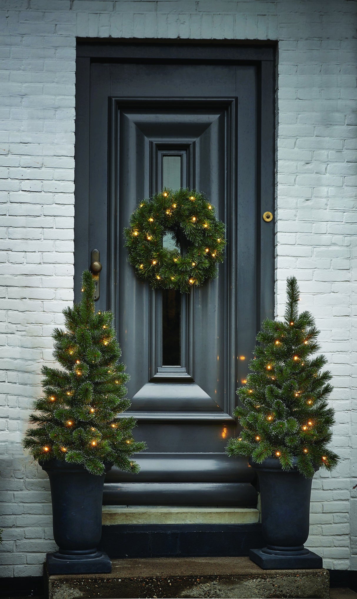 Black Box Trees Glendon set led werkt op batterijen groen kerstboom 2pcs 30L krans 1pcs 25L - h90xd45cm