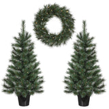 Black Box Trees Glendon set led werkt op batterijen groen kerstboom 2pcs 30L krans 1pcs 25L - h90xd45cm
