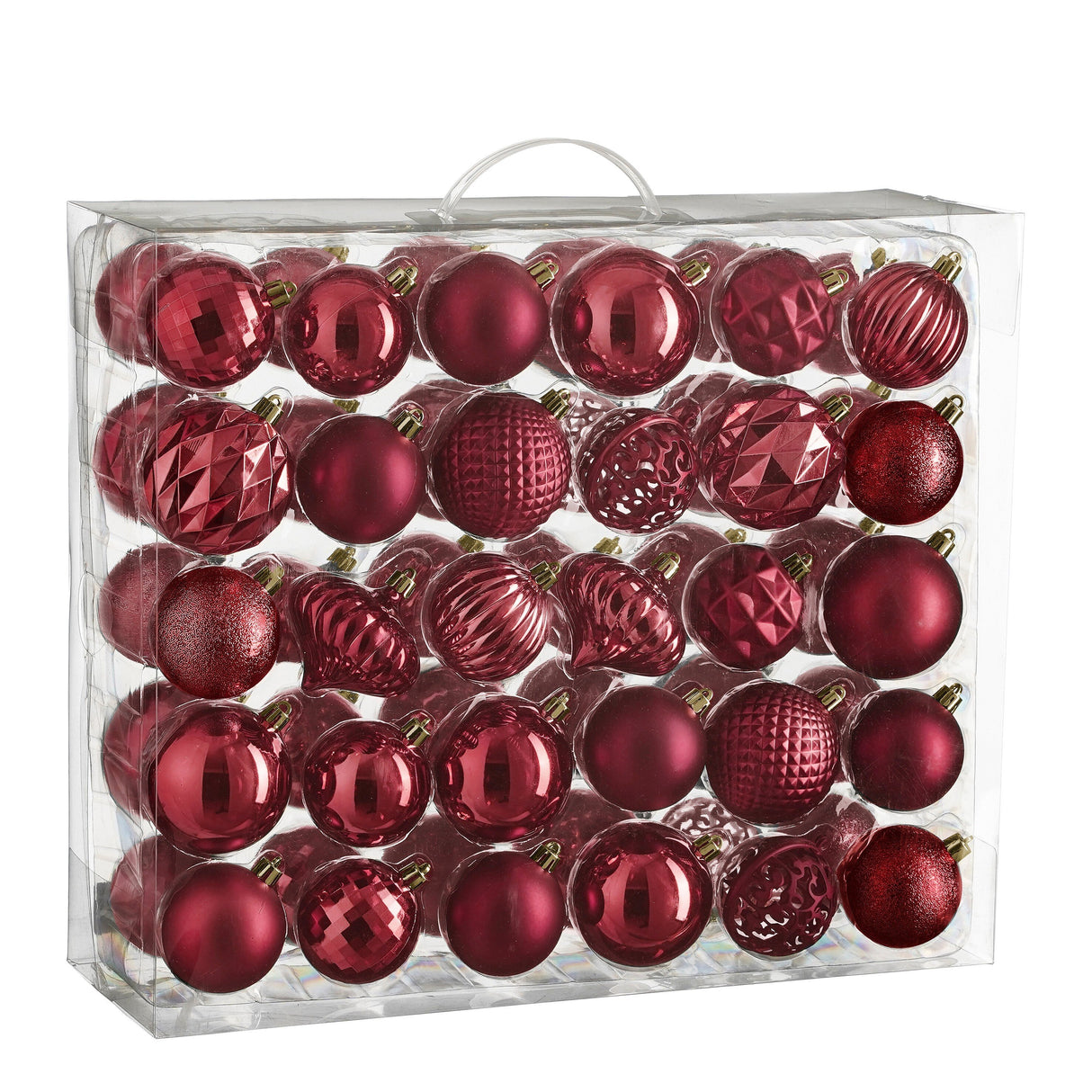 Mica Decorations Boom decoratie onbreekbaar d.rood 60 stuks - d7cm