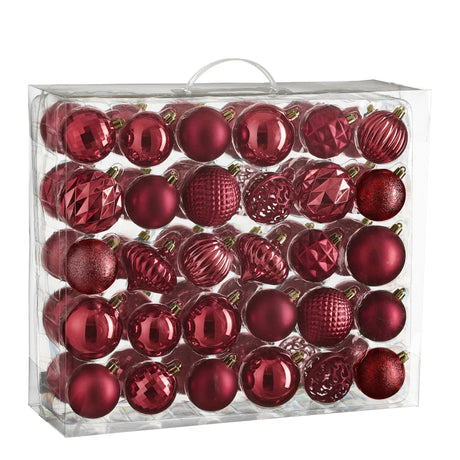 Mica Decorations Boom decoratie onbreekbaar d.rood 60 stuks - d7cm