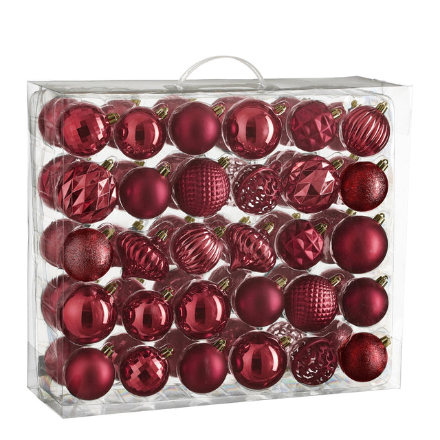 Mica Decorations Boom decoratie onbreekbaar d.rood 60 stuks - d7cm - maximondo