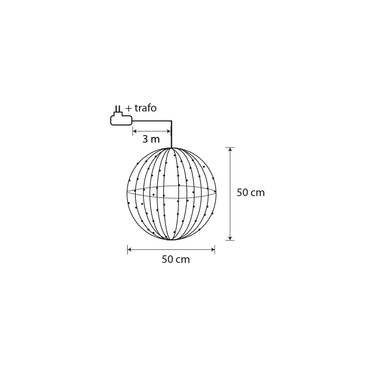 Luca Lighting Bal warm wit 320led IP44 met timer - d50cm
