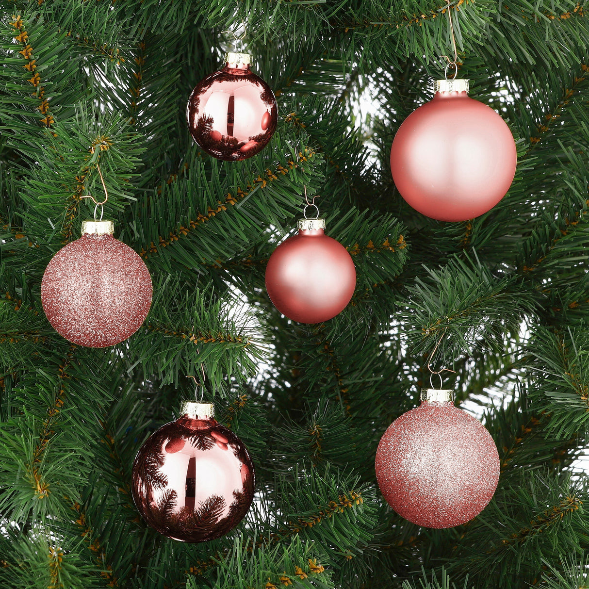 Mica Decorations Bal glas roze 26 stuks - d7cm
