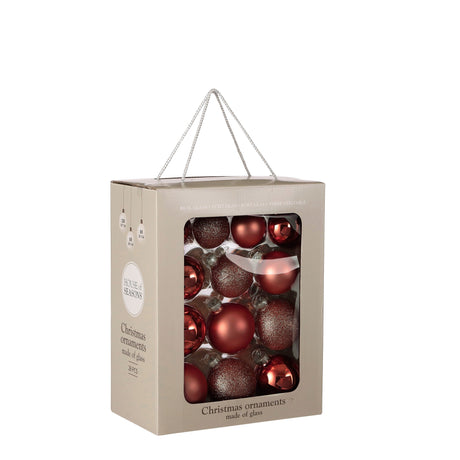 Mica Decorations Bal glas d.rood 26 stuks - d7cm