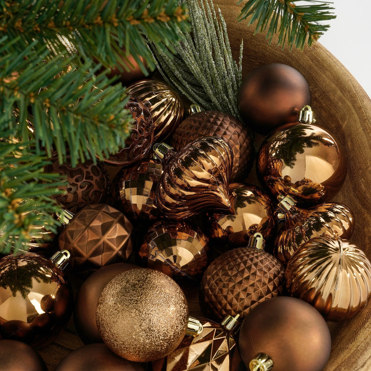 Mica Decorations Boom decoratie onbreekbaar bruin 60 stuks - d7cm