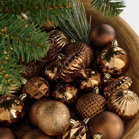 Mica Decorations Boom decoratie onbreekbaar bruin 60 stuks - d7cm