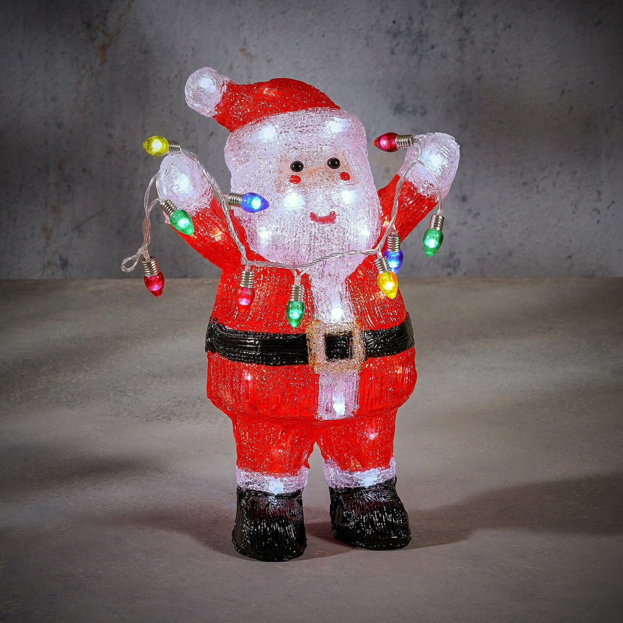 Luca Lighting Kerstman acryl rood wit IP44 50 led timer - l22xb14,5xh35cm
