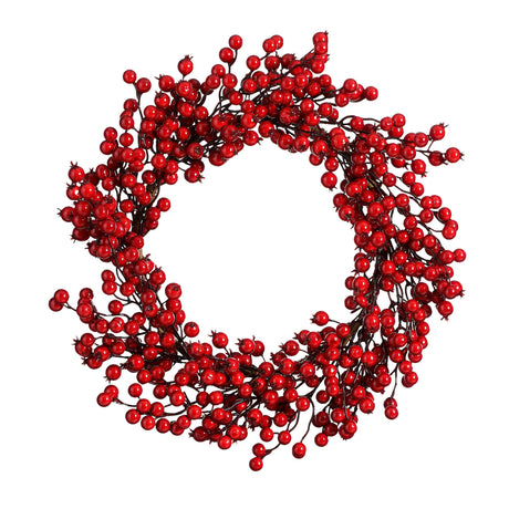 Mica Decorations Krans bessen rood - h10xd50cm