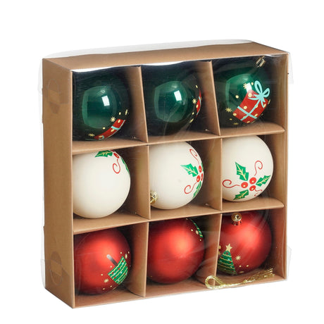 Mica Decorations kerstballen Set - 9 Stuks - Ø8 cm
