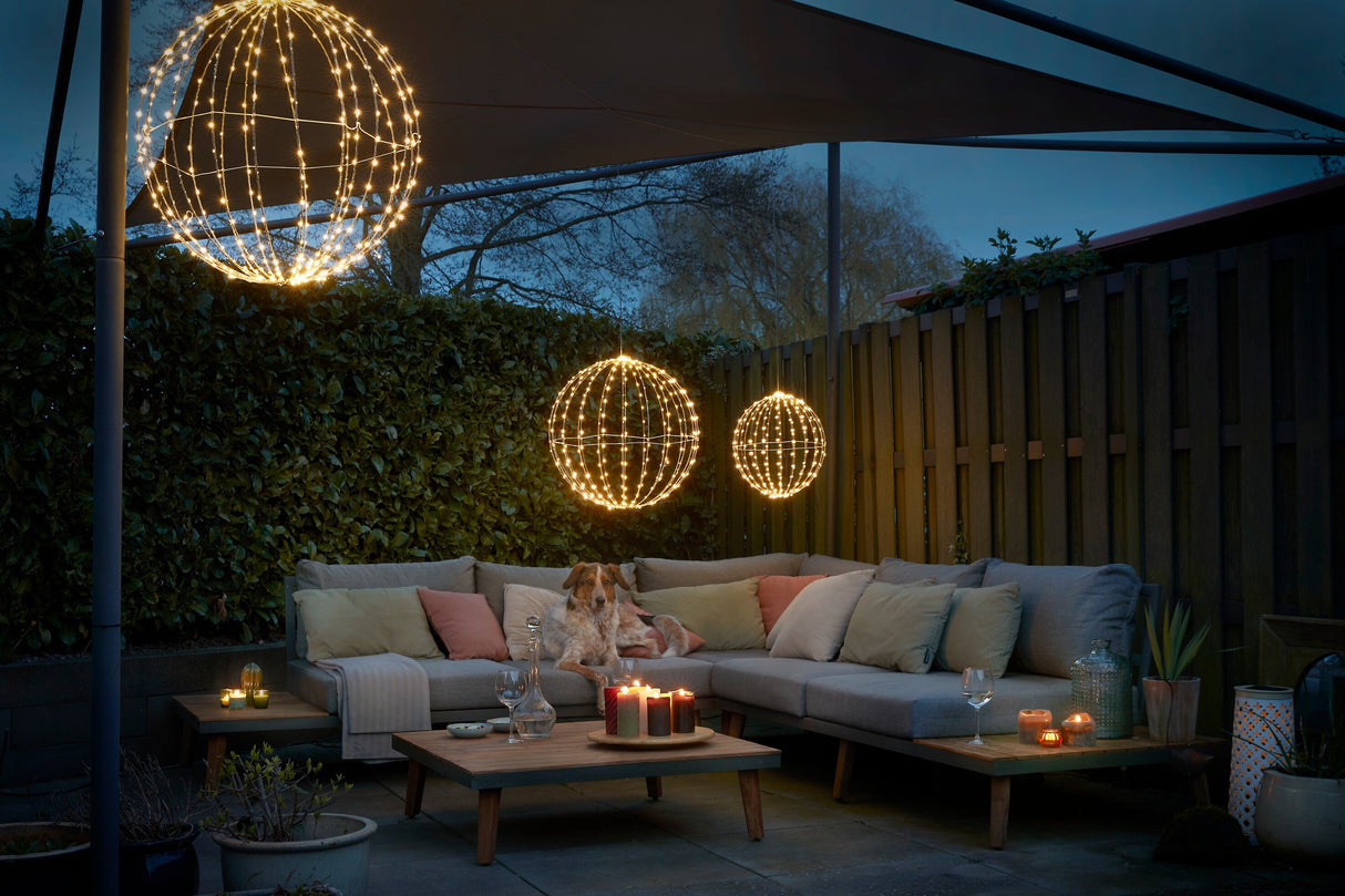 Luca Lighting Bal klassiek wit 320led IP44 met timer - d50cm