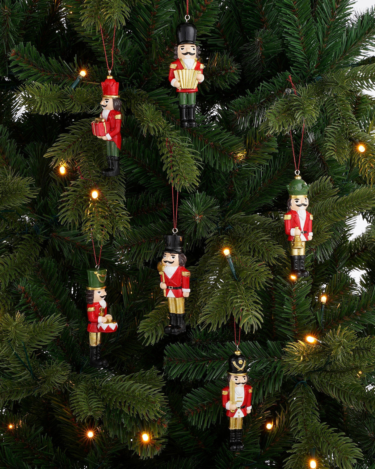 Mica Decorations Ornament notenkraker rood 6 stuks - l4xw2xh10,5cm