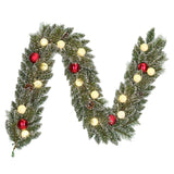 Black Box Trees Kaprun Guirlande met Warm Witte LED Verlichting - L180 cm - Groen Frosted, Rood
