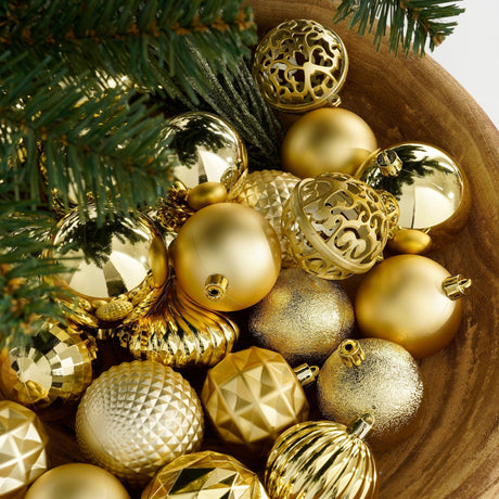 Mica Decorations Boom decoratie onbreekbaar goud 60 stuks - d7cm