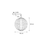 Luca Lighting Bal warm wit 400led IP44 met timer - d60cm