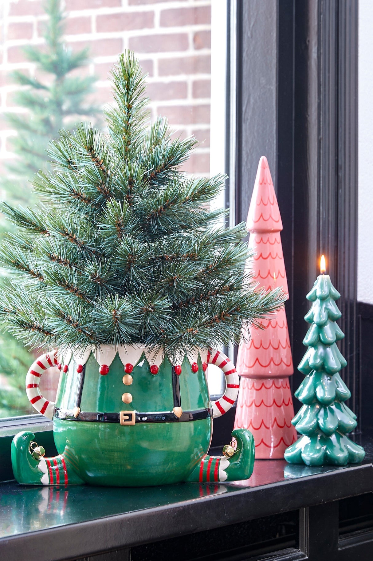 Mica Decorations Funny pot elf groen - l28xb19xh16,5cm
