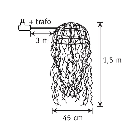 Luca Lighting Kroonluchter kwal zilver warm wit 720led IP44 - l150xd45cm