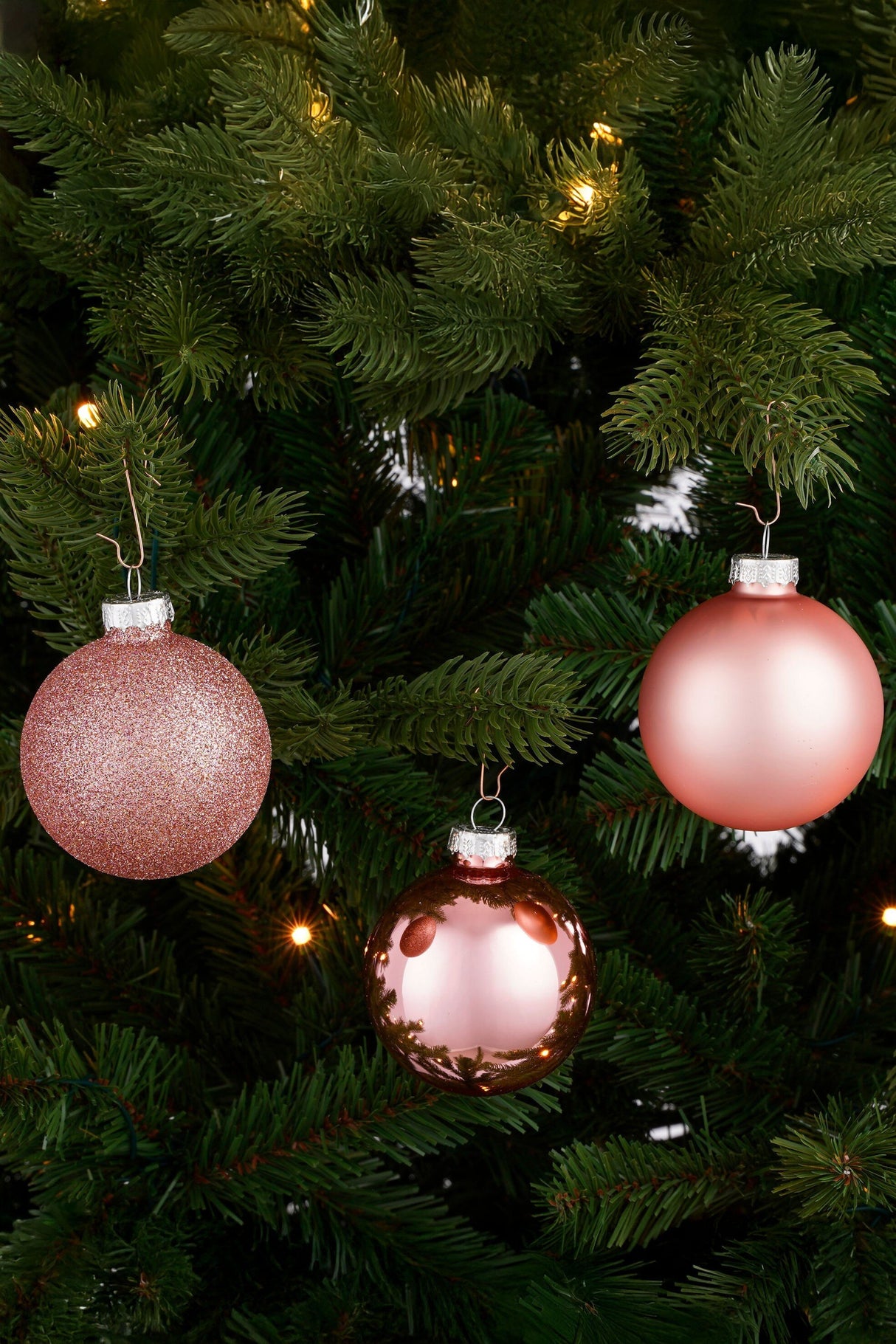 Mica Decorations Bal glas roze 42 stuks - d7cm
