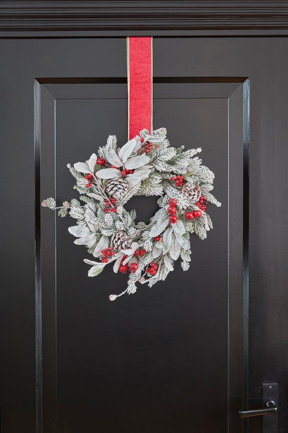 Mica Decorations Belfort krans groen frosted - h11xd40cm