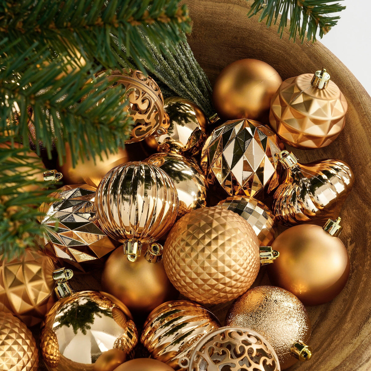 Mica Decorations Boom decoratie onbreekbaar koper 60 stuks - d7cm