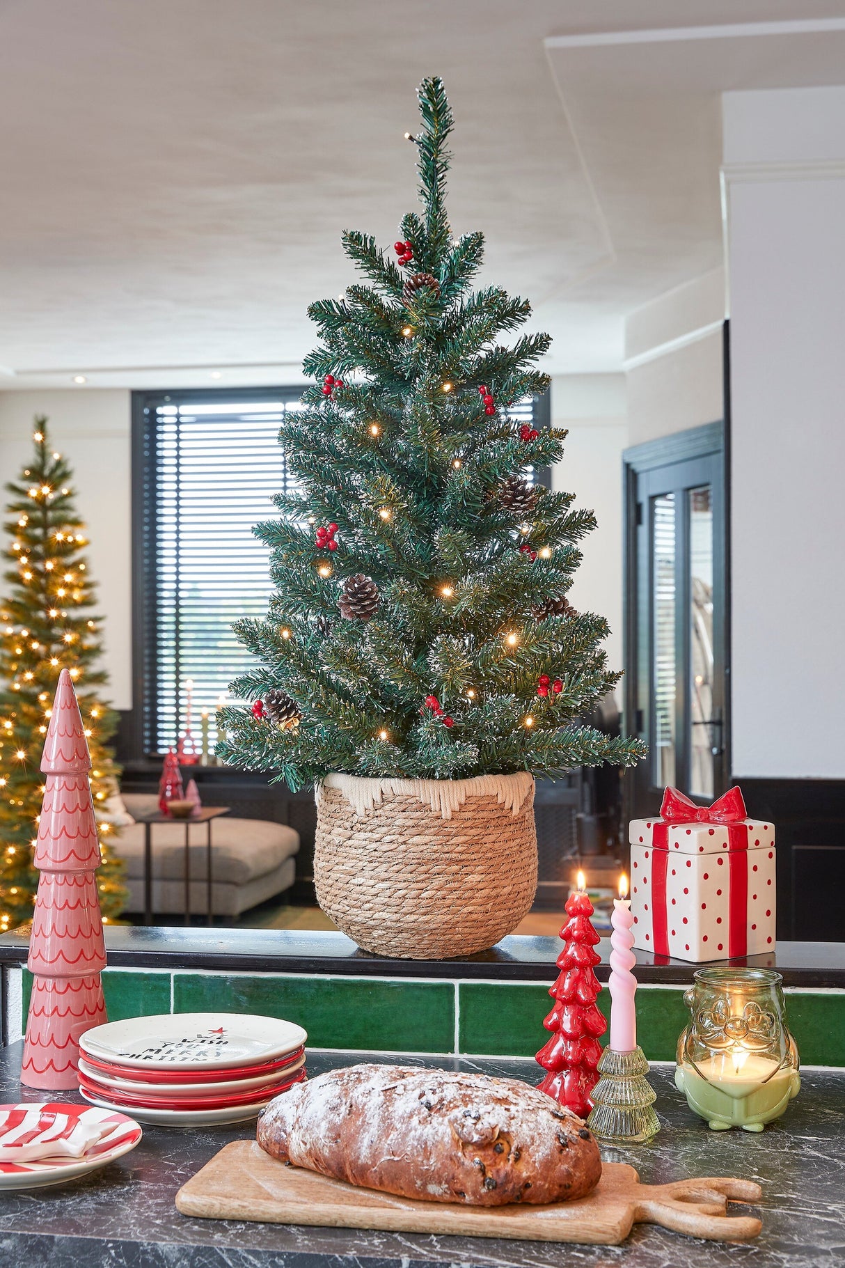 Black Box Trees Creston Kunstkerstboom in Pot met LED Verlichting - H90 x Ø50 cm - Groen Frosted