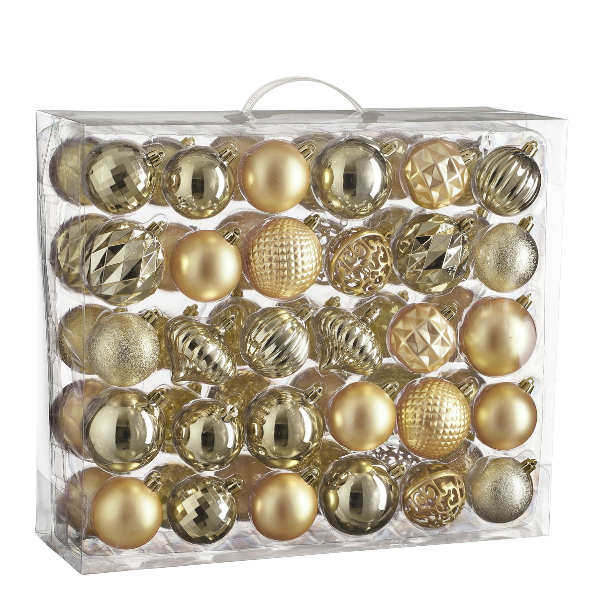 Mica Decorations Boom decoratie onbreekbaar champagne 60 stuks - d7cm