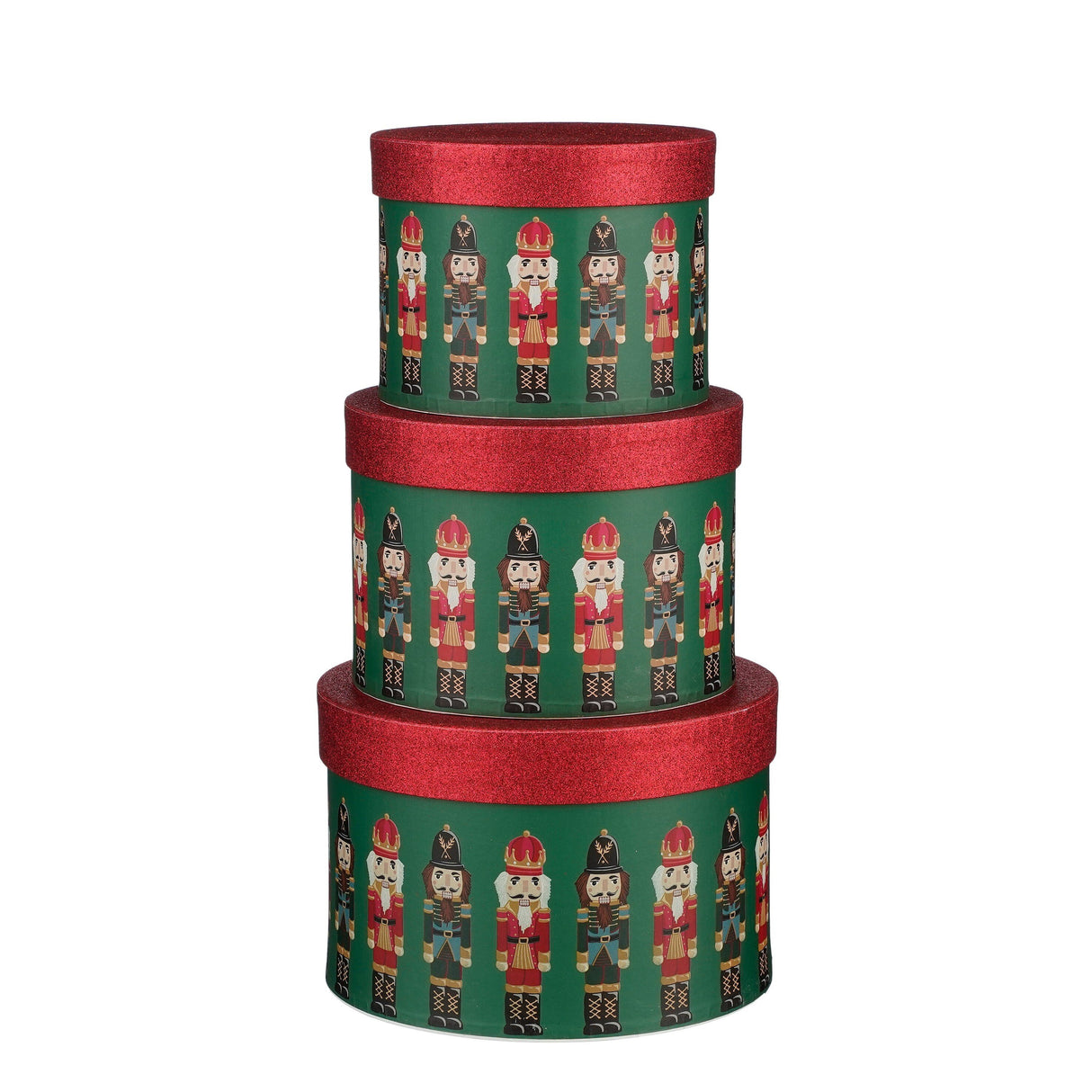 Mica Decorations Opbergdoos notenkraker groen set van 3 FSC Mix - h14xd21cm