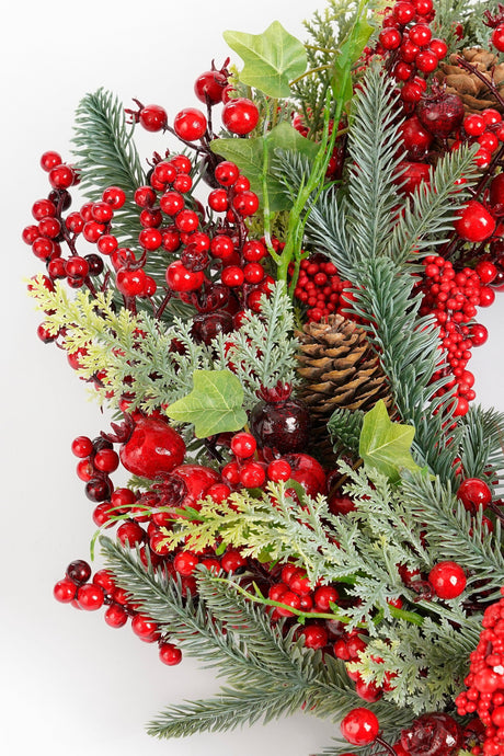 Mica Decorations Norah krans rood - h11xd40cm