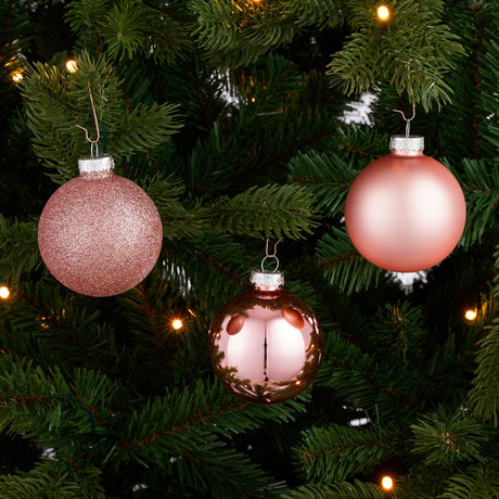 Mica Decorations Bal glas roze 26 stuks - d7cm