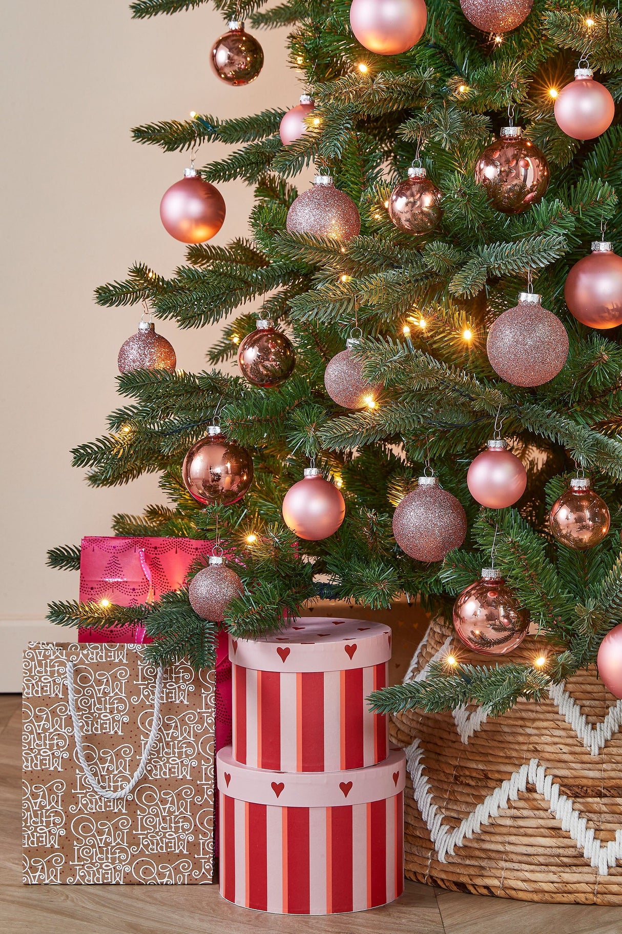 Mica Decorations Bal glas roze 42 stuks - d7cm
