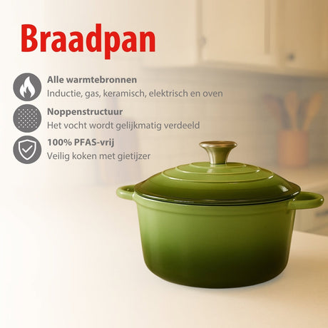 alpina Braadpan – Braadpan Inductie met Deksel 3,8 L Ø 24 cm