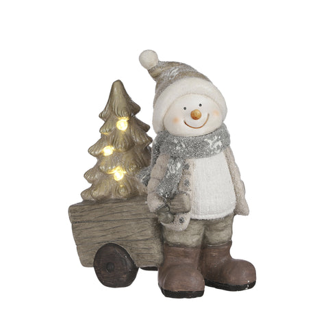 House of Seasons Sneeuwman werkt op batterijen grijs - l31,5xb20xh40,5cm - maximondo