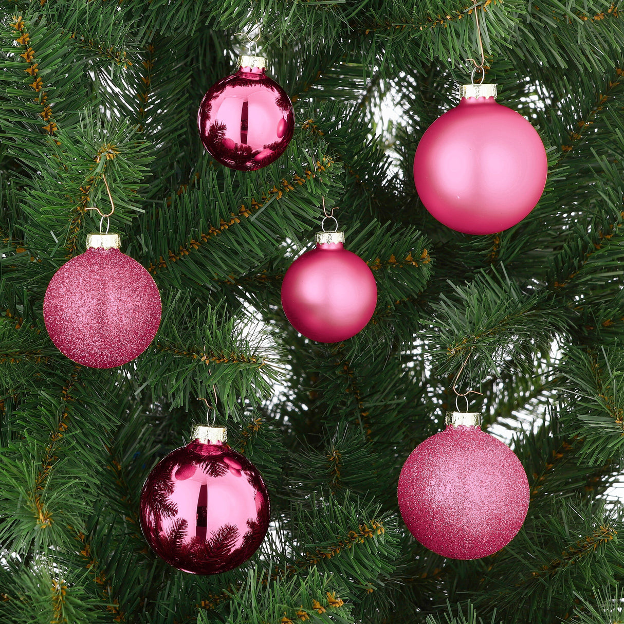 House of Seasons Bal glas fuchsia 26 stuks - d7cm - maximondo