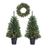 Black Box Trees Creston set led werkt op batterijen kerstboom 2pcs 40L krans 1pcs 20L - h90xd45cm - maximondo