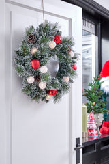 Black Box Trees Kaprun krans groen frosted rood 10L TIPS 88 battery operated en timer - h10xd45cm - maximondo