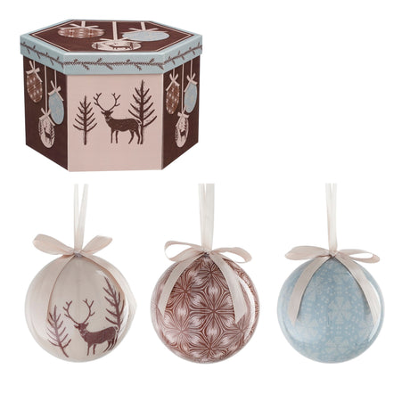 House of Seasons Bal onbreekbaar cadeau set l.blauw bruin 14 stuks - d7,5cm - maximondo