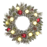 Black Box Trees Kaprun krans groen frosted rood 10L TIPS 88 battery operated en timer - h10xd45cm - maximondo