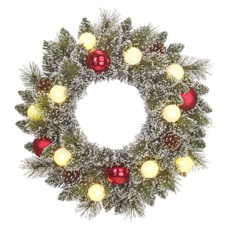 Black Box Trees Kaprun krans groen frosted rood 10L TIPS 88 battery operated en timer - h10xd45cm - maximondo
