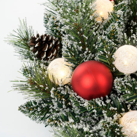 Black Box Trees Kaprun krans groen frosted rood 10L TIPS 88 battery operated en timer - h10xd45cm - maximondo