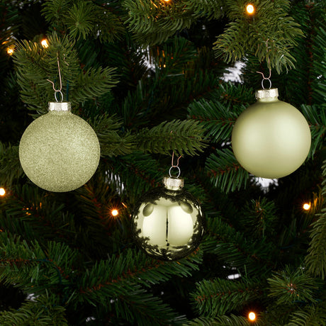 House of Seasons Bal glas l.groen 42 stuks - d7cm - maximondo