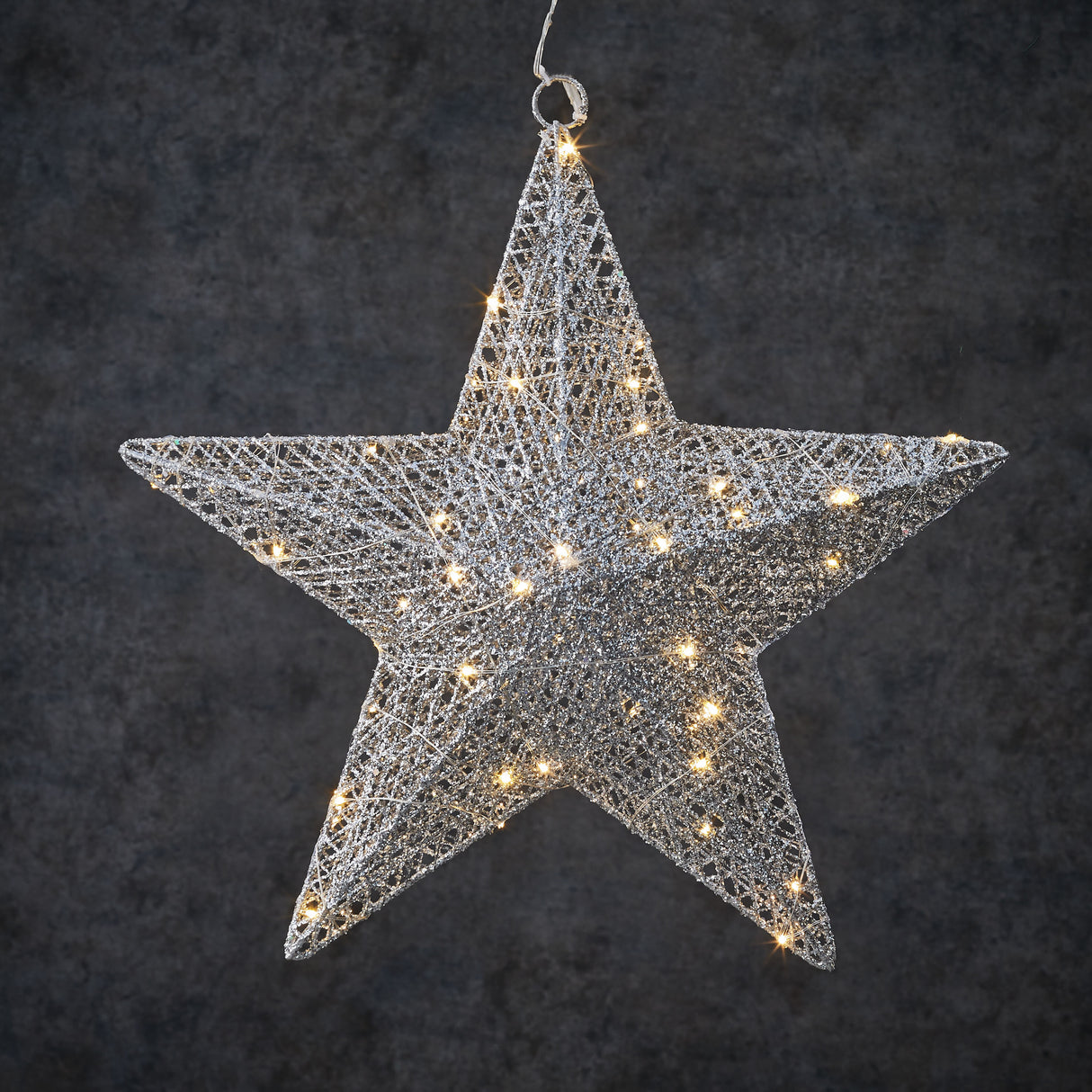 Luca Lighting Decoratie ster zilver warm wit 50led werkt op batterijen -b11xd40cm