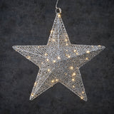 Luca Lighting Decoratie ster zilver warm wit 50led werkt op batterijen -b11xd40cm