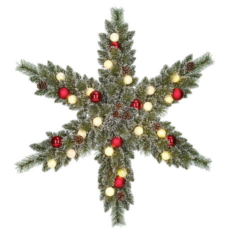 Black Box Trees Kaprun krans ster groen frosted rood 9L TIPS 162 battery operated en timer - h15xd90cm - maximondo