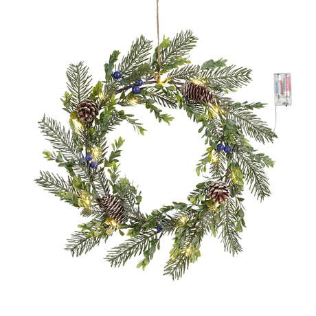 House of Seasons Krans led groen 15L TIPS 84 battery operated - h7xd42cm