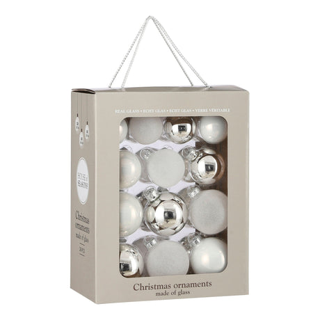 House of Seasons Bal glas wit 26 stuks - d7cm - maximondo