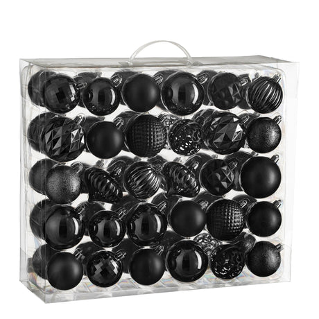 House of Seasons Boom decoratie onbreekbaar zwart 60 stuks - d7cm - maximondo
