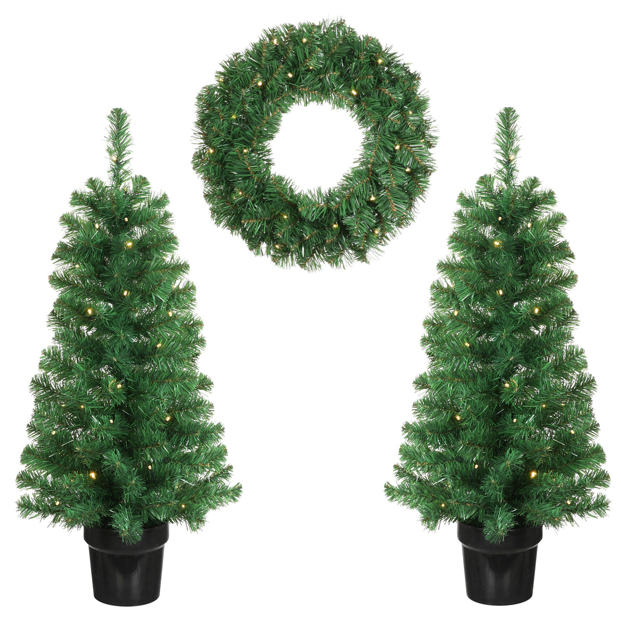 Black Box Trees Norton set led werkt op batterijen groen kerstboom 2pcs 30L krans 1pcs 20L - h90xd45cm - maximondo