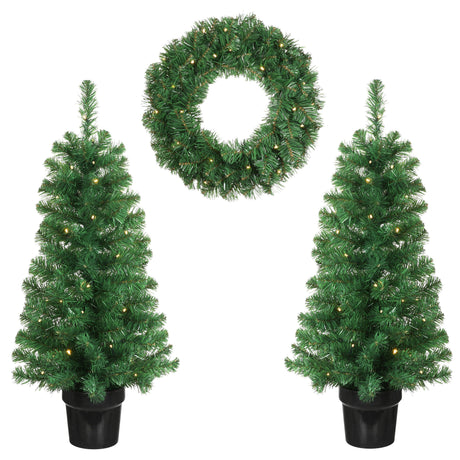 Black Box Trees Norton set led werkt op batterijen groen kerstboom 2pcs 30L krans 1pcs 20L - h90xd45cm